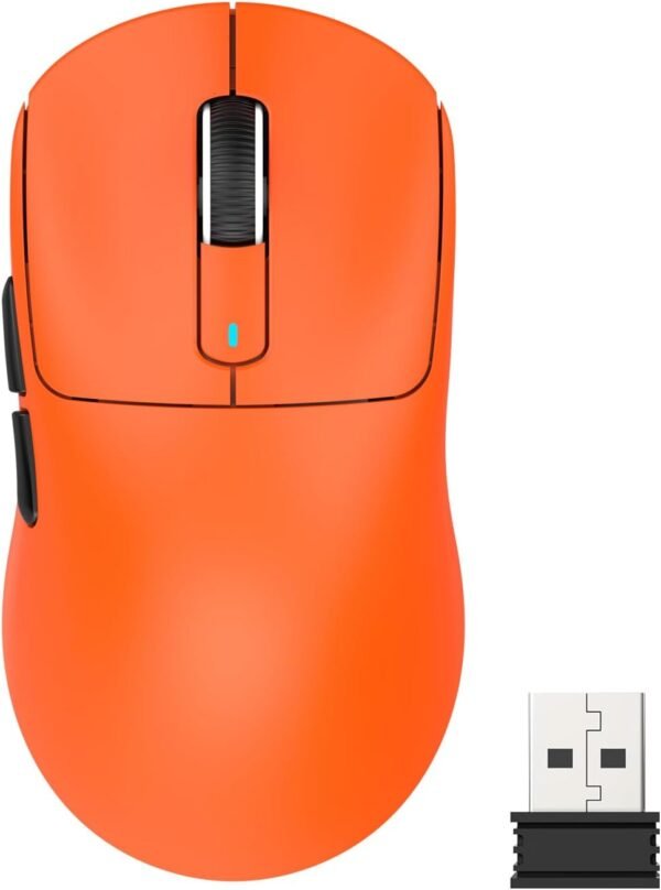 Ataques de tubarão x3 jogador de mouse sem fio ultraligeiro com conexão tri-modo (2.4g/usb-c/bluetooth), 26k dpi, sensor ptico paw3395, kailh gm8.0 switch, 5 botões programáveis ​​para pc/win/mac-laranja