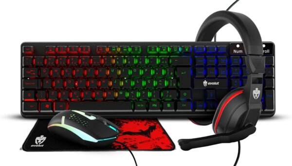 Combo Gamer Starter (Teclado+Mouse+Fone+Mousepad) - EG54 - Evolut