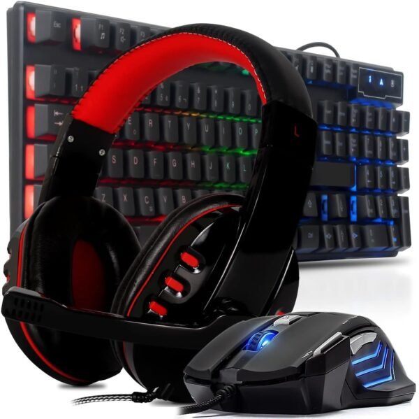 Kit Teclado Gamer semi mecanico pc ps4 abnt2 fone fone de ouvido jogador estéreo e mouse led 3200 dpi para jogos ps4 ps5 notebook para jogadores…