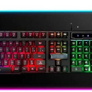 Kit Teclado Semi-Mecânico + Mouse Gamer 3200 DPI + Mouse Pad RGB