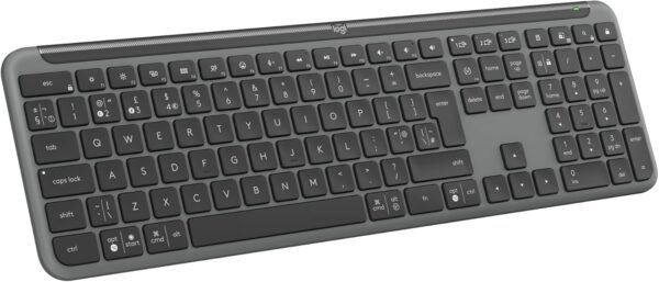 Teclado Sem Fio Logitech Signature Slim K950 COMMANTEIRO EAST -SWITCH Para ate 3 Dispositivos, Digitaça Silenciosa, Conexão Bluetooth OU Receptor USB Logi Incluso E Layout Us Intl - Grafite